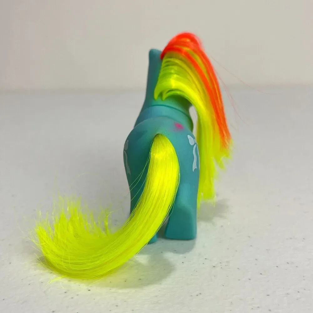 Vintage G1 My Little Pony BBE Baby Ribbon Blue Yellow Orange Hasbro 1985 Flaws